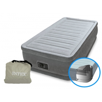 Надувная велюр-кровать Intex со встроенным электронасосом 191х99х33 см (67766)